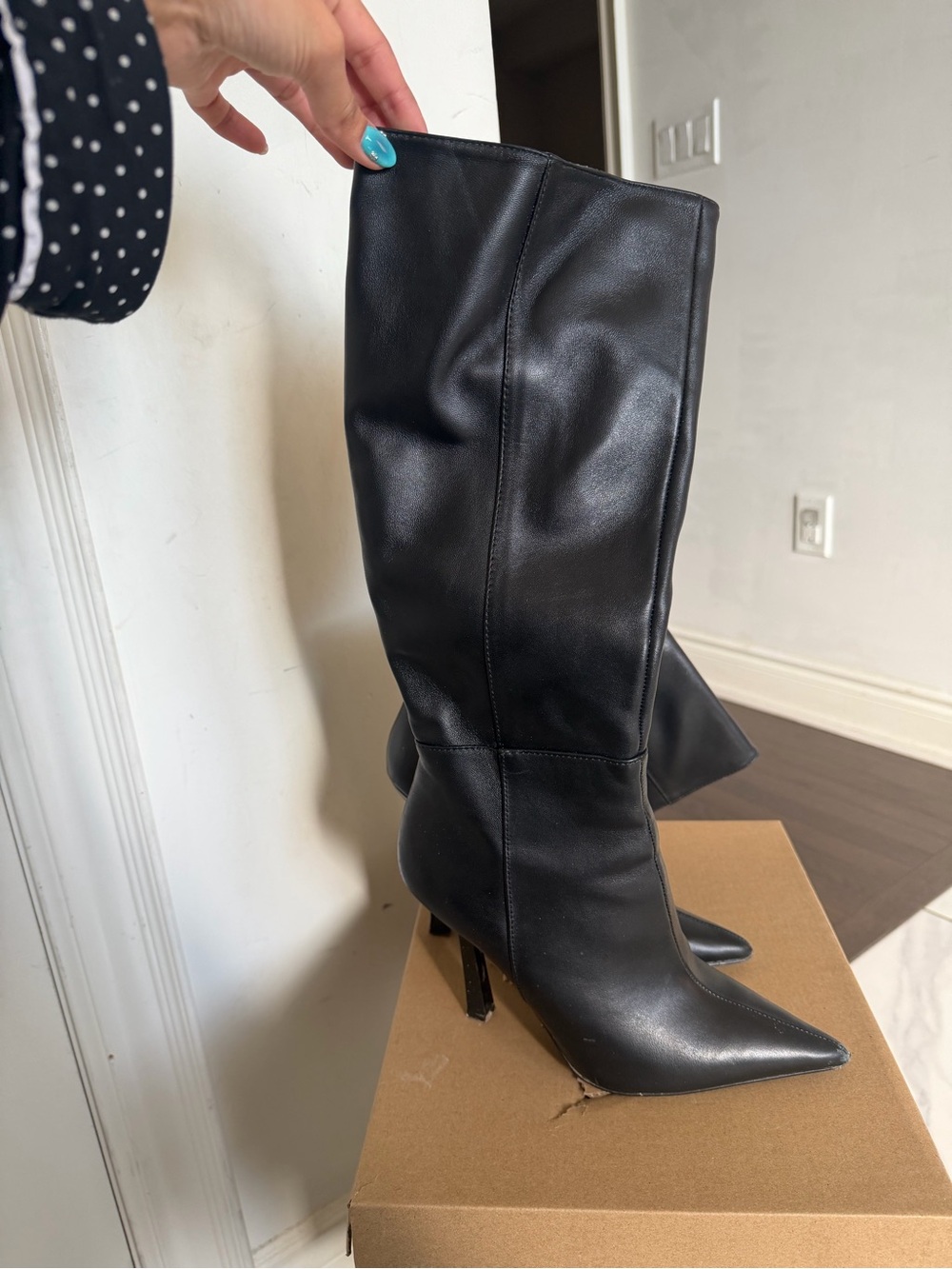 Steve Madden Black Over-the-Knee Pointed-Toe Stiletto Boots